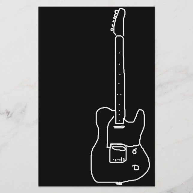 black and white guitar stationery (Front)