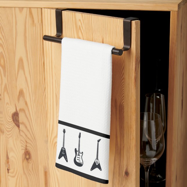 Black and White Guitars Towel (Thirds Fold)