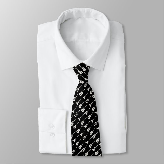 Black and White Guitars Two Tie (Tied)
