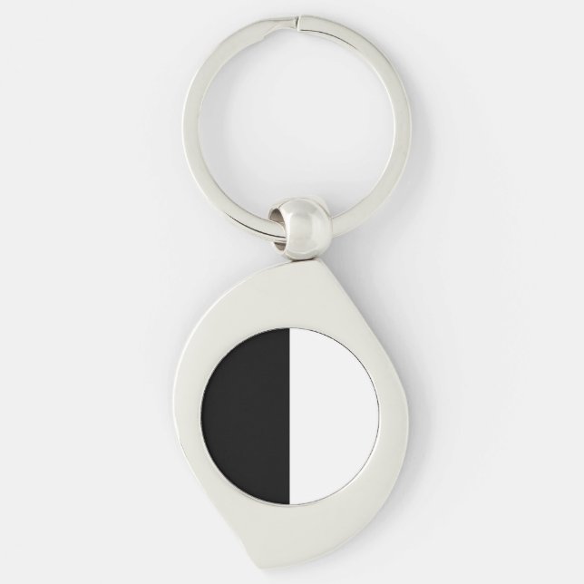 Black And White Half and Half graphic Keychain (Front)