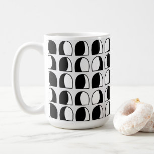 Black and White Half Circle Geometric  Coffee Mug