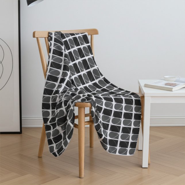 Black and White Half Heart Modern Fine Art Fleece Blanket (Creator Uploaded)