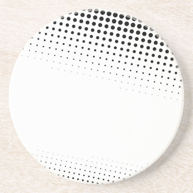 Black and White Halftone Dots Textured Coaster (Front)