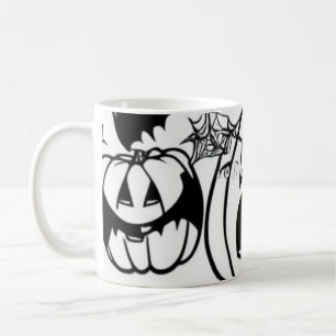 Black and white halloween cartoon fun coffee mug