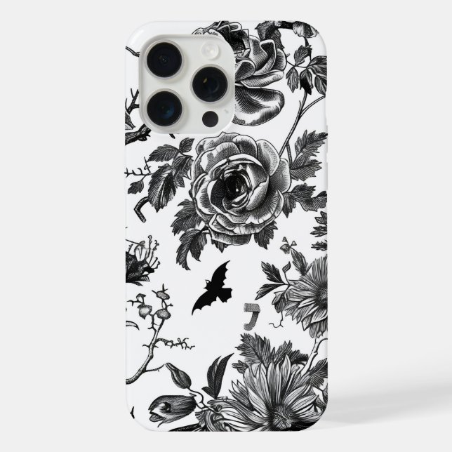 Black and White Halloween Case Optimized iPhone 15 (Back)