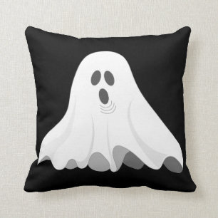 Black and White Halloween Ghost Throw Pillow