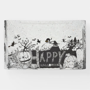 Black and White Halloween Party  Banner