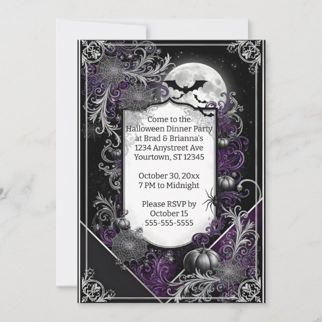 Black and White Halloween Party Invitation (Front)