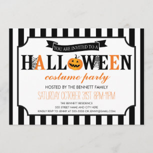 Black and White Halloween Party Invitation