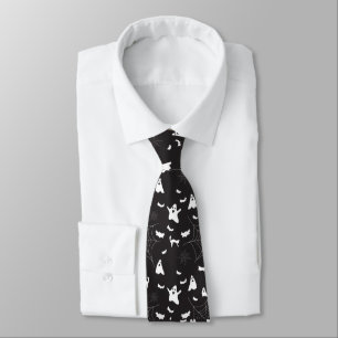 Black-and-white Halloween pattern Tie