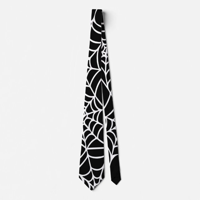 Black and white Halloween Spider Web Goth Tie (Front)