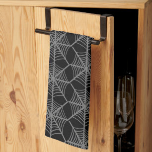Black and White Halloween Spider Webs Kitchen Towel