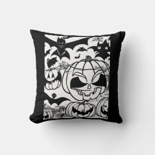Black and white halloween throw pillow