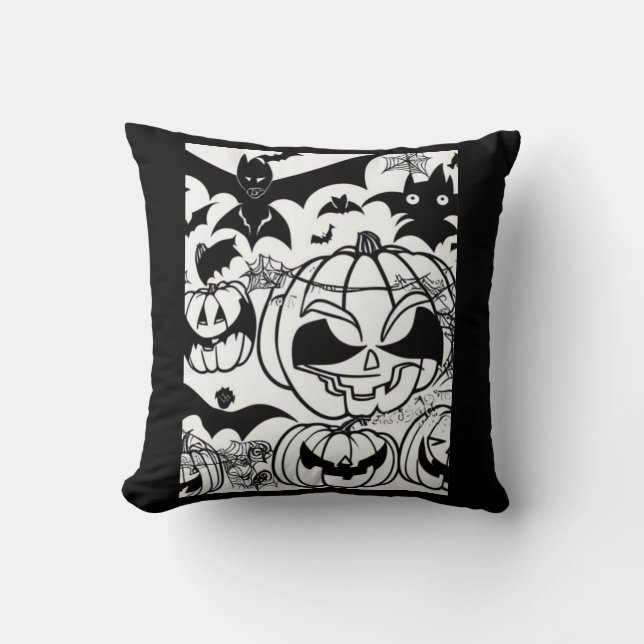 Black and white halloween  throw pillow (Front)