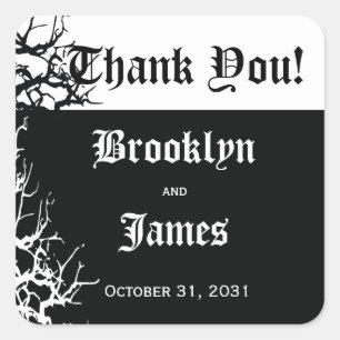 Black And White Halloween Wedding Stickers