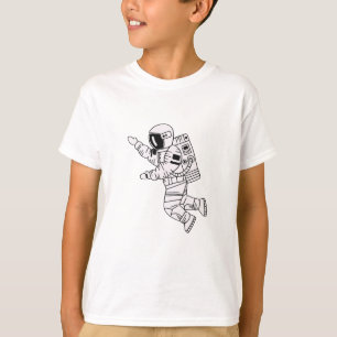Black and white hand drawn astronaut teenage boy T-Shirt