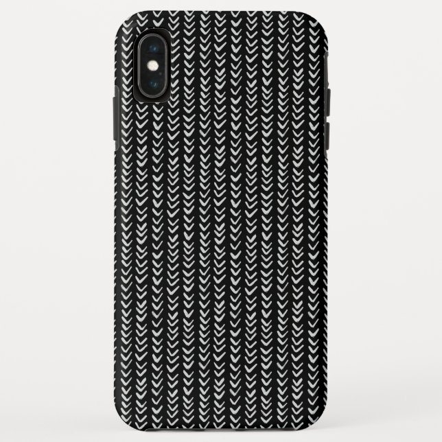 Black and White Hand Drawn Herringbone Case-Mate iPhone Case (Back)