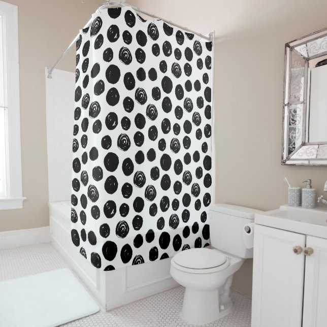 Black and white hand drawn watercolor polka dots (In Situ)