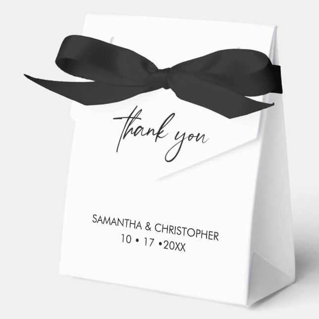 Black and white Handlettering Script Wedding Favor Box (Front)