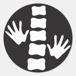 Black and White Hands and Spine Logo Chiropractic Classic Round Sticker