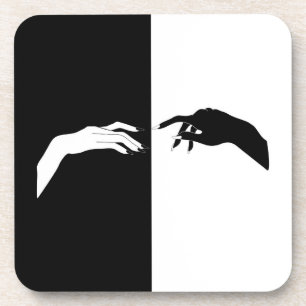 Black and White Hands Modern Line Art Coaster