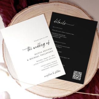 Black and White Handwriting All in One Wedding Invitation
