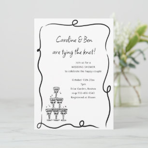Black and White Handwritten Couple Wedding Shower Invitation