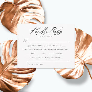 Black and White Handwritten Script Elegant Wedding RSVP Card