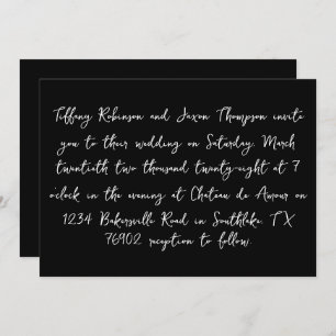 Black and White Handwritten Style Wedding Invitation
