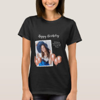 Black and White Happy Birthday Photo T-Shirt