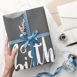 Black and White Happy Birthday Wrapping Paper