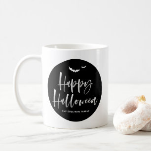 Black and White Happy Halloween Brush Lettering Coffee Mug