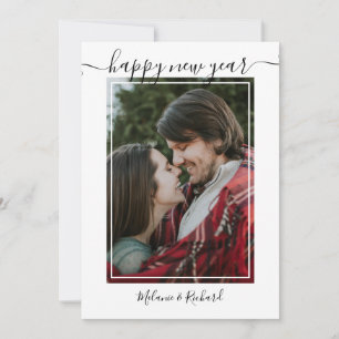 Black And White Happy New Year  Custom Photo Holiday Card