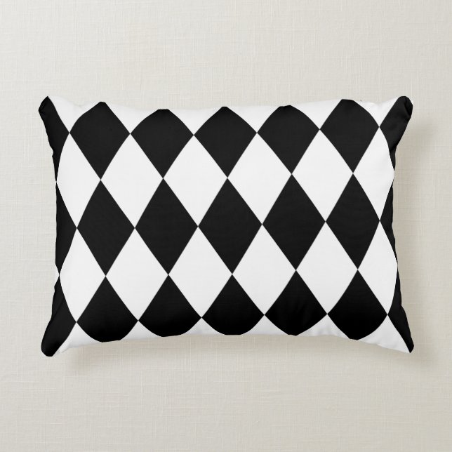Black and White Harlequin Accent Pillow (Front)
