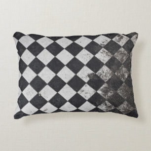 Black and white harlequin graphic accent pillow