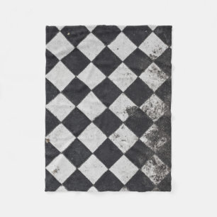 Black and white harlequin graphic fleece blanket