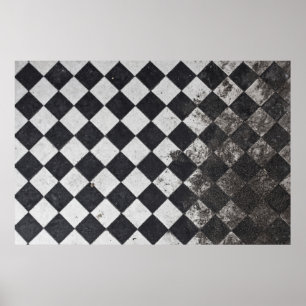 Black and white harlequin graphic poster