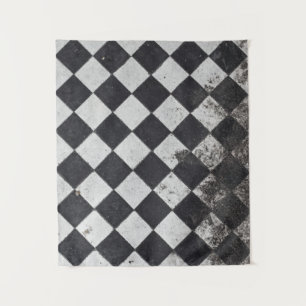 Black and white harlequin graphic tapestry