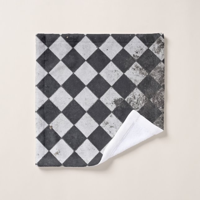 Black and white harlequin graphic wash cloth (Wash Cloth)