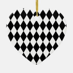 Black and White Harlequin Pattern Ceramic Ornament