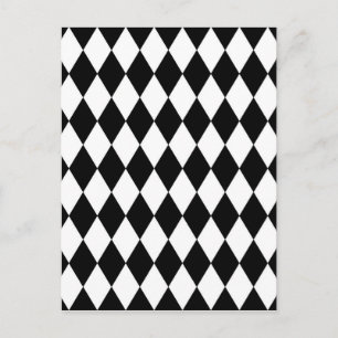 Black and White Harlequin Pattern Postcard
