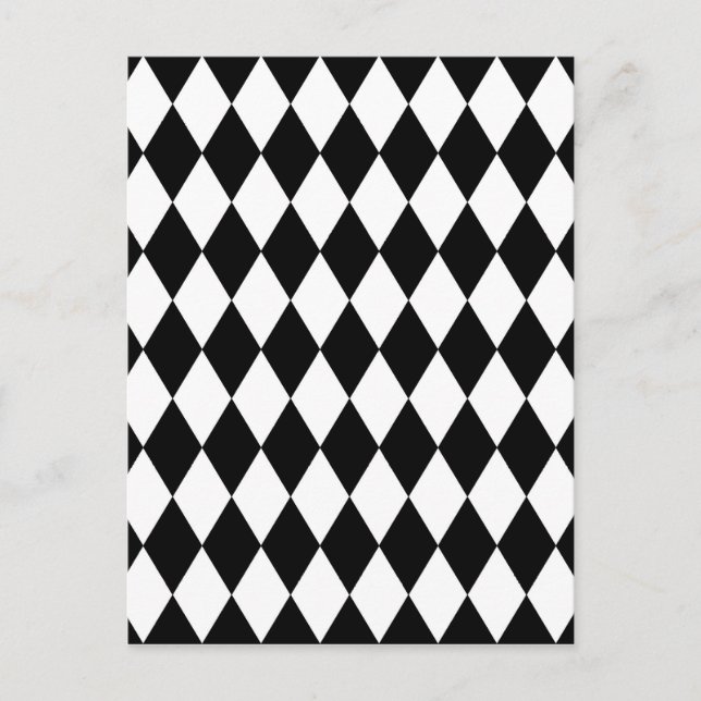 Black and White Harlequin Pattern Postcard (Front)