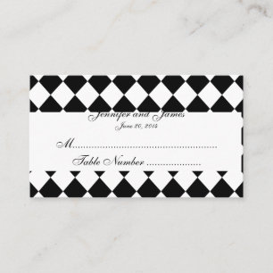 Black and White Harlequin Wedding Place Card