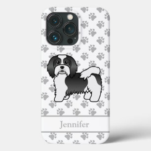Black And White Havanese Cute Cartoon Dog & Name iPhone 13 Pro Case