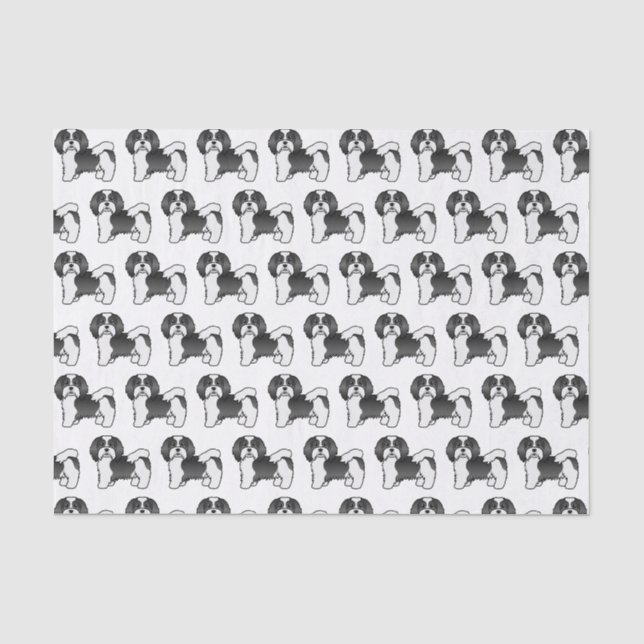 Black And White Havanese Cute Cartoon Dog Pattern Tissue Paper (Front)