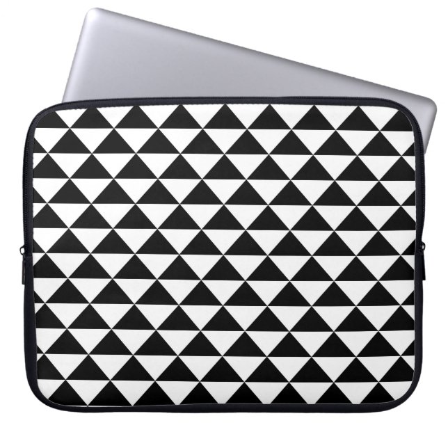 Black and white Hawaiian tattoo triangle pattern Laptop Sleeve (Front)