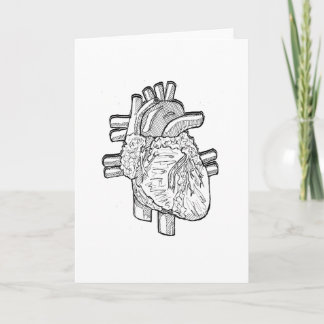 Black and white heart drawing holiday card