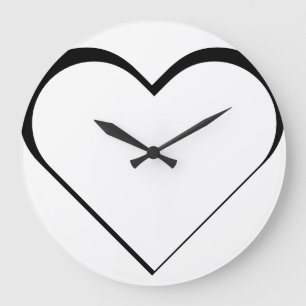 black and white - Heart Large Clock