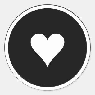 Black and White Heart Love Sticker / Seal