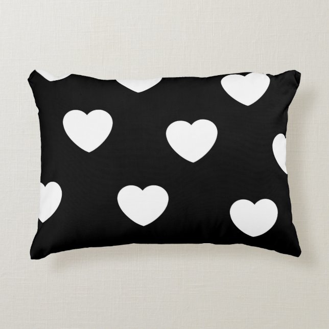 Black and White Heart Pattern  Accent Pillow (Front)